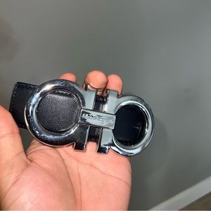 Men's Reversible Leather Belt with Beveled Gancini Buckle